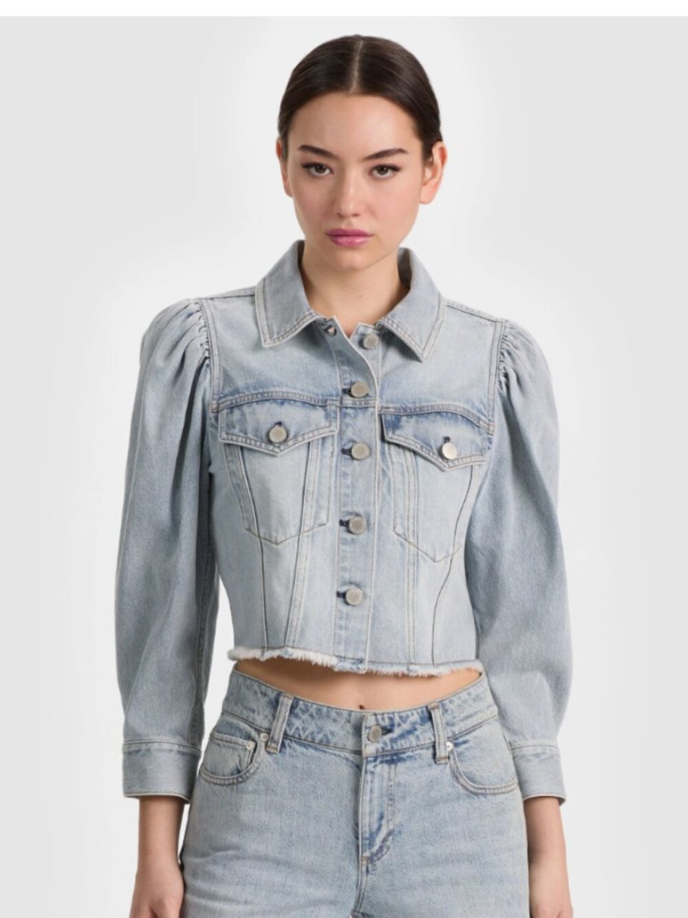 NEW❣️ Alice + Olivia Lana Puff Sleeve Denim Jacket Size S/P